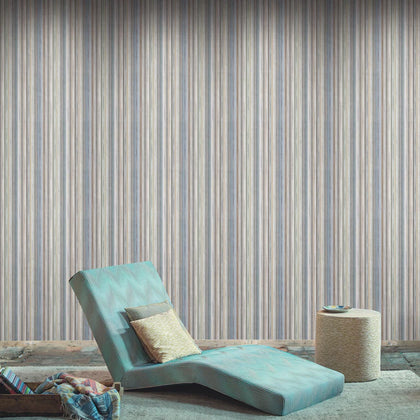 Striped Sunset Wallcovering - Blue/Grey/Multi
