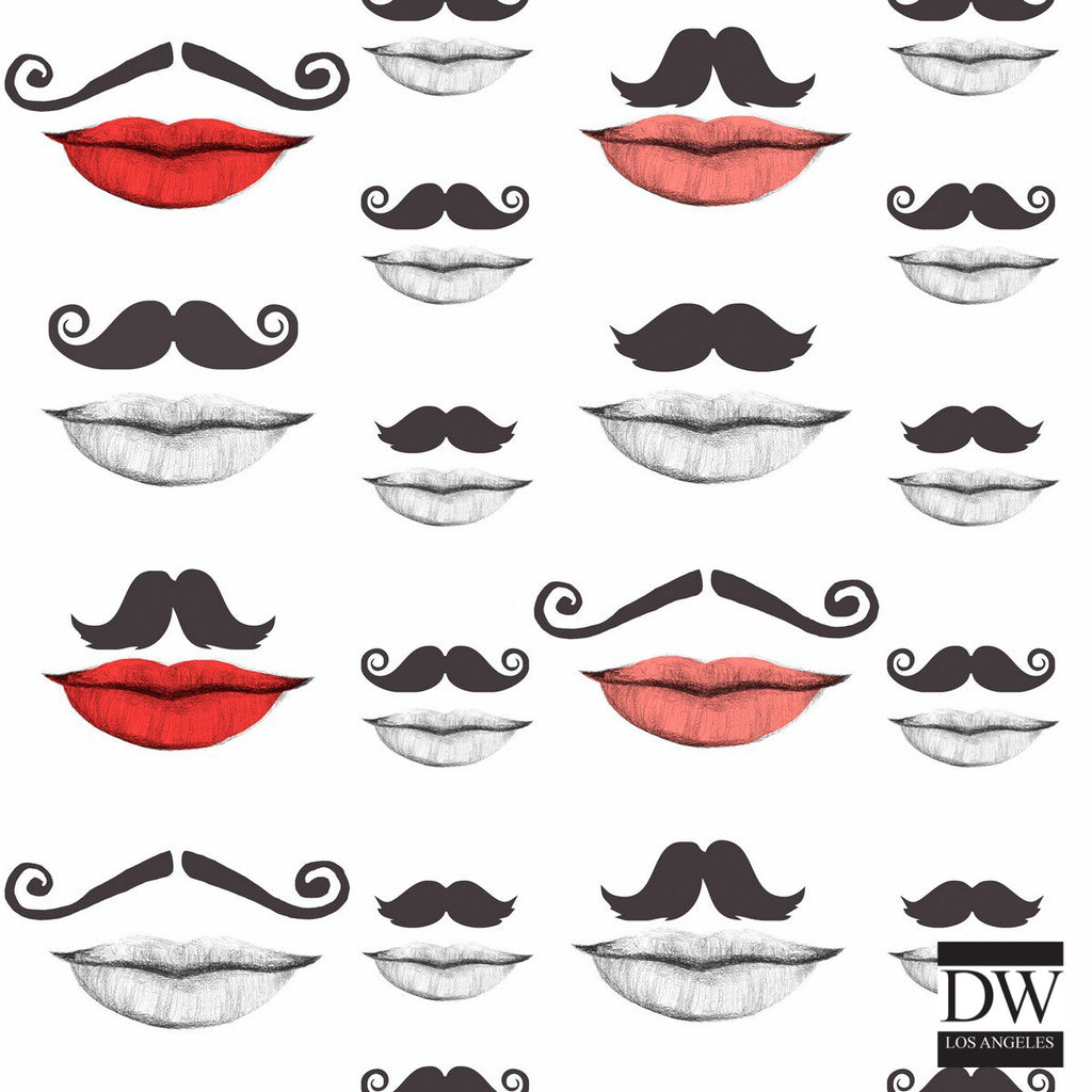 Moustache and lips - Designer Wallcoverings and Fabrics
