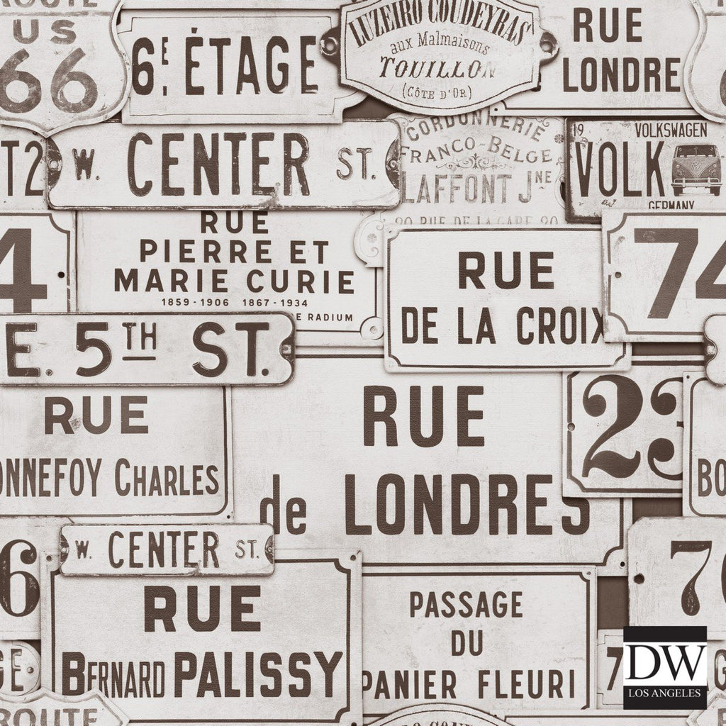 Street Signs Brown - Designer Wallcoverings and Fabrics