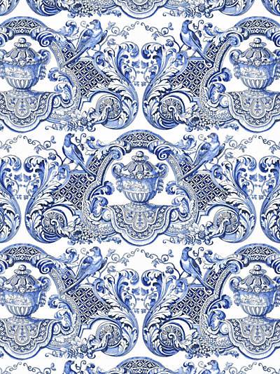 WILLIAM & MARY - BLUE - Nicolette Mayer Fabrics - N4WMMY-001 at Designer Wallcoverings and Fabrics, Your online resource since 2007
