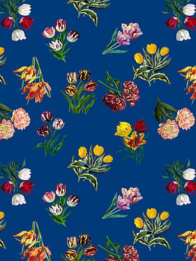 ETUDES DE FLEURS - BLUE - Nicolette Mayer Fabrics - N4ETUD-002 at Designer Wallcoverings and Fabrics, Your online resource since 2007