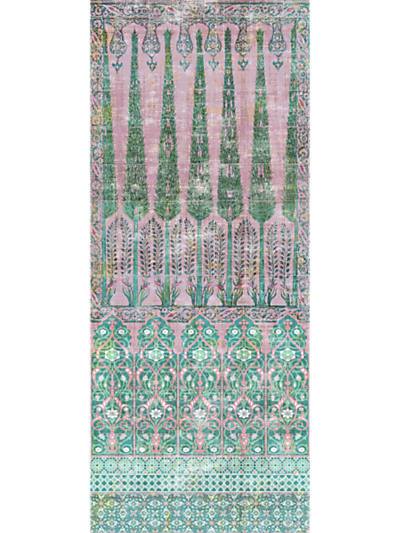 TOPKAPI GARDEN COTTON - GREEN PINK - Nicolette Mayer Fabrics - N4TO1C-019 at Designer Wallcoverings and Fabrics, Your online resource since 2007