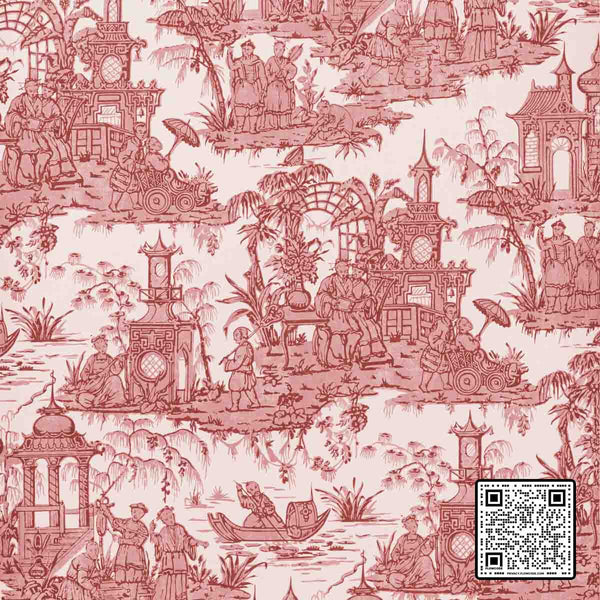 PAGODA TOILE PAPER LINEN - 80%;ACRYLIC - 20% RED BURGUNDY/RED  WALLCOVERING available exclusively at Designer Wallcoverings