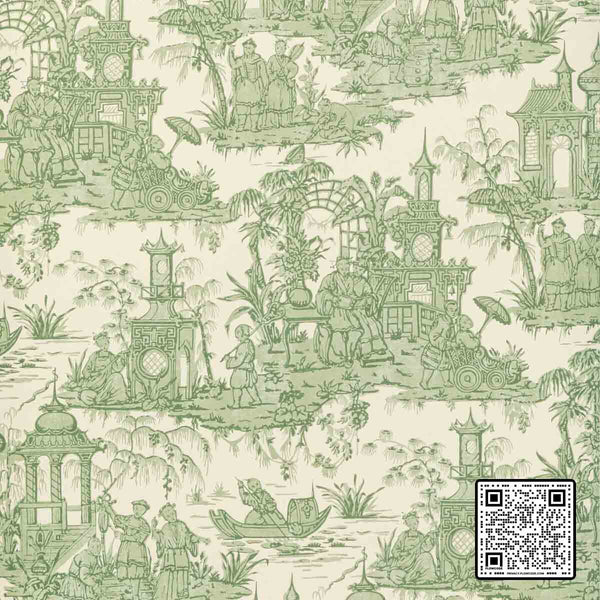  PAGODA TOILE PAPER LINEN - 80%;ACRYLIC - 20% GREEN GREEN  WALLCOVERING available exclusively at Designer Wallcoverings