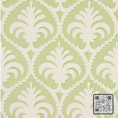  PALMETTE PAPER GREEN LIGHT GREEN WHITE WALLCOVERING available exclusively at Designer Wallcoverings
