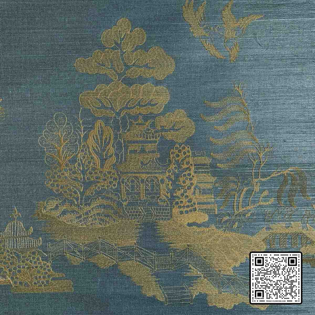  LA PAGODE GRASS - 85%;VISCOSE - 15% TEAL TEAL GOLD WALLCOVERING available exclusively at Designer Wallcoverings