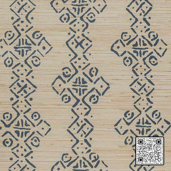  MALI GRASSCLOTH HEMP BLUE DARK BLUE BEIGE WALLCOVERING available exclusively at Designer Wallcoverings