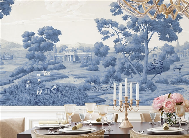 Et Cie Virginia Bay Blue Complete 20 Panel Set - Designer Wallcoverings and Fabrics