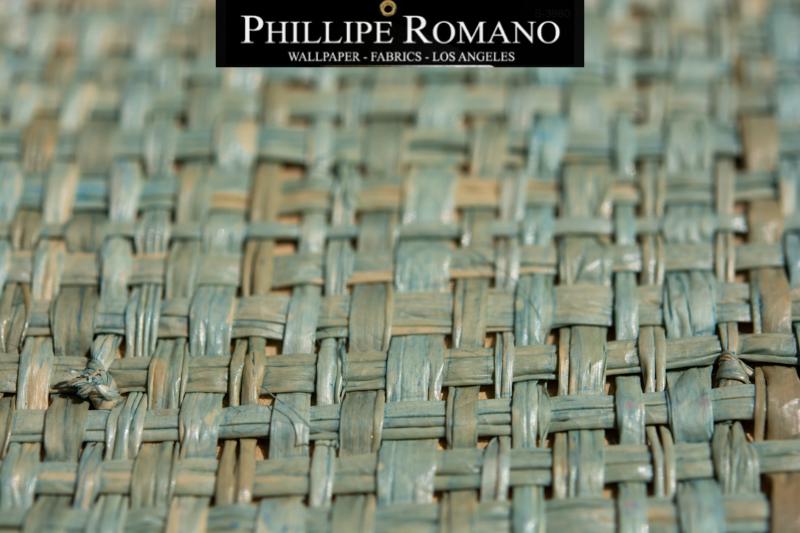 Heavy Madagascar Tropical Teal by Phillipe Romano Naturals Raffia Wallpaper - Milano Madagascar Collection