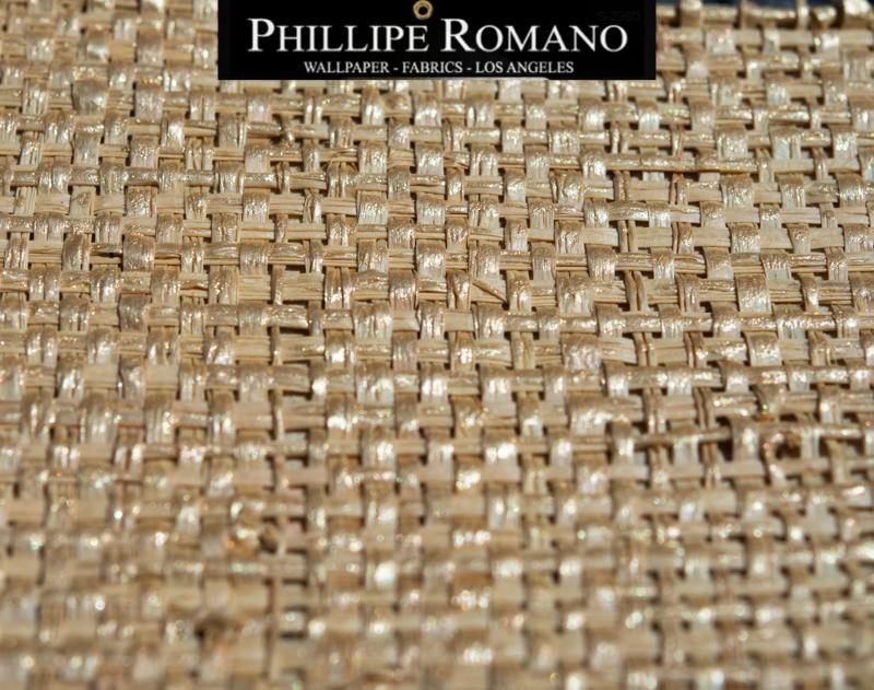 Heavy Madagascar Metallic Gold by Phillipe Romano Naturals Raffia Wallpaper - Milano Madagascar Collection
