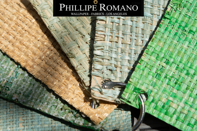 Fine Madagascar Tropical Teal by Phillipe Romano Naturals Raffia Wallpaper - Milano Madagascar Collection - Designer Wallcoverings and Fabrics