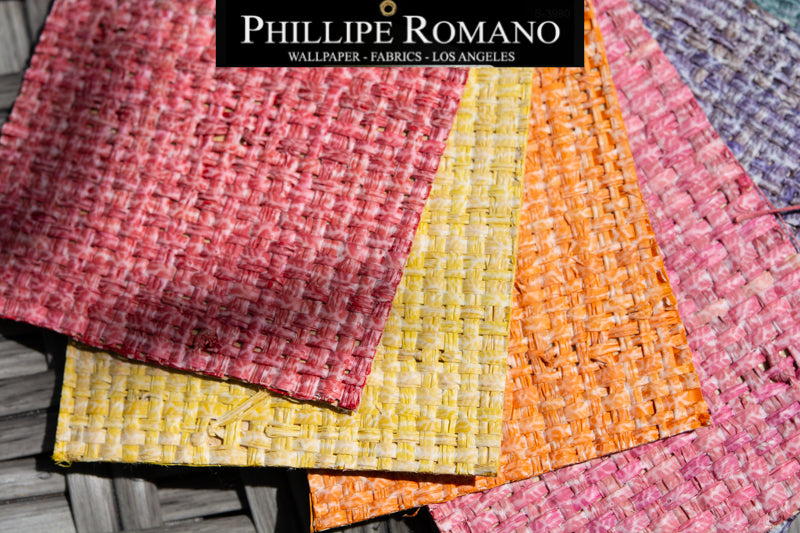 Heavy Madagascar Washed Blue Wave by Phillipe Romano Naturals Raffia Wallpaper - Milano Madagascar Collection - Designer Wallcoverings and Fabrics