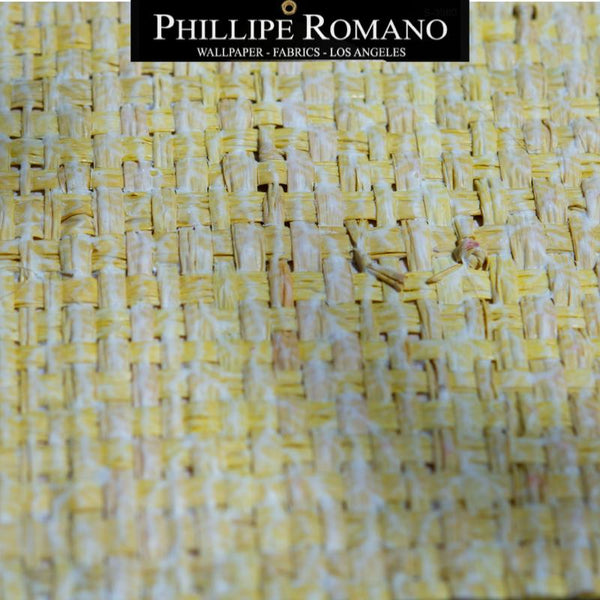 Heavy Madagascar Washed Yacht Yellow by Phillipe Romano Naturals Raffia Wallpaper - Milano Madagascar Collection