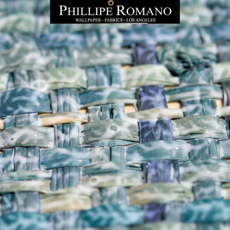 Heavy Madagascar Washed Blue Wave by Phillipe Romano Naturals Raffia Wallpaper - Milano Madagascar Collection