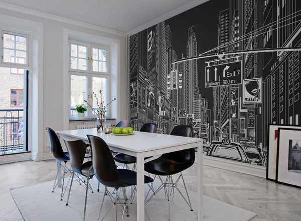 Cartoon City black | Rebel Walls