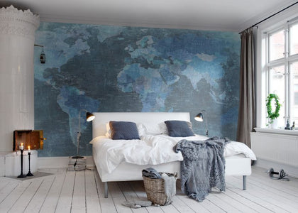 World Map, blue | Rebel Walls