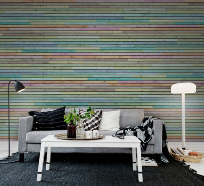 Wooden Slats, colourful | Rebel Walls