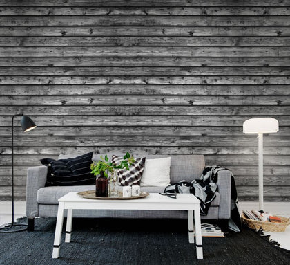 Horizontal Boards, black | Rebel Walls