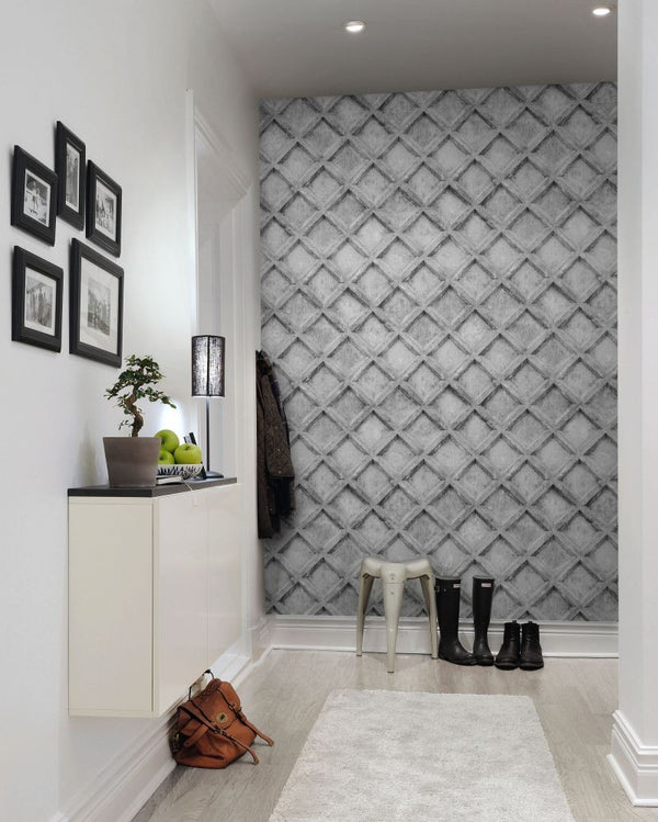 Concrete Trellis, grey | Rebel Walls