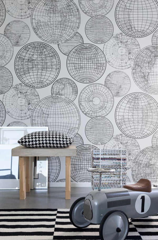 Globes Gathering, Black and white | Rebel Walls
