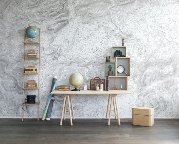 Elevation Lines, White | Rebel Walls
