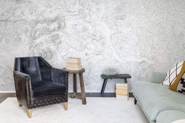 Elevation Lines, white | Rebel Walls