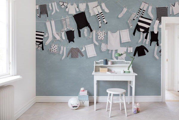 Laundry Day, Blue | Rebel Walls