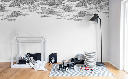 Cotton Skies, Black | Rebel Walls