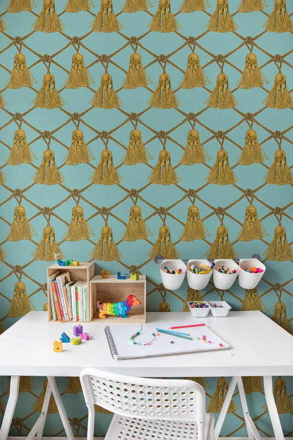 Tassels, Soft Turquoise | Rebel Walls