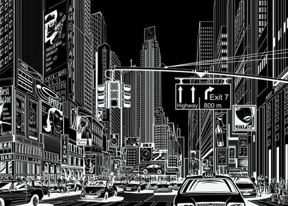 Cartoon City, black | Rebel Walls