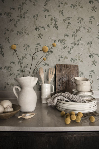 Irene olive green Wallcovering | Sandberg