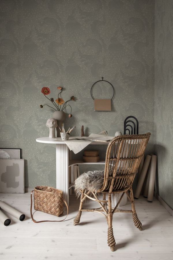 Evelina sage green Wallcovering | Sandberg