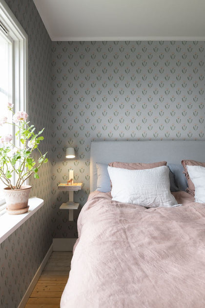 Maskrosen soft blue Wallcovering | Sandberg