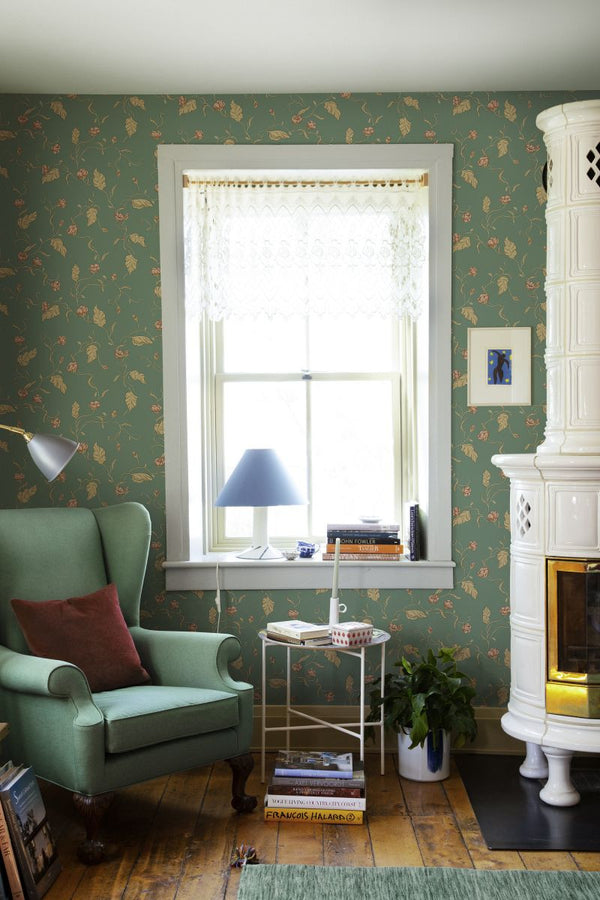 Elmire emerald Wallcovering | Sandberg
