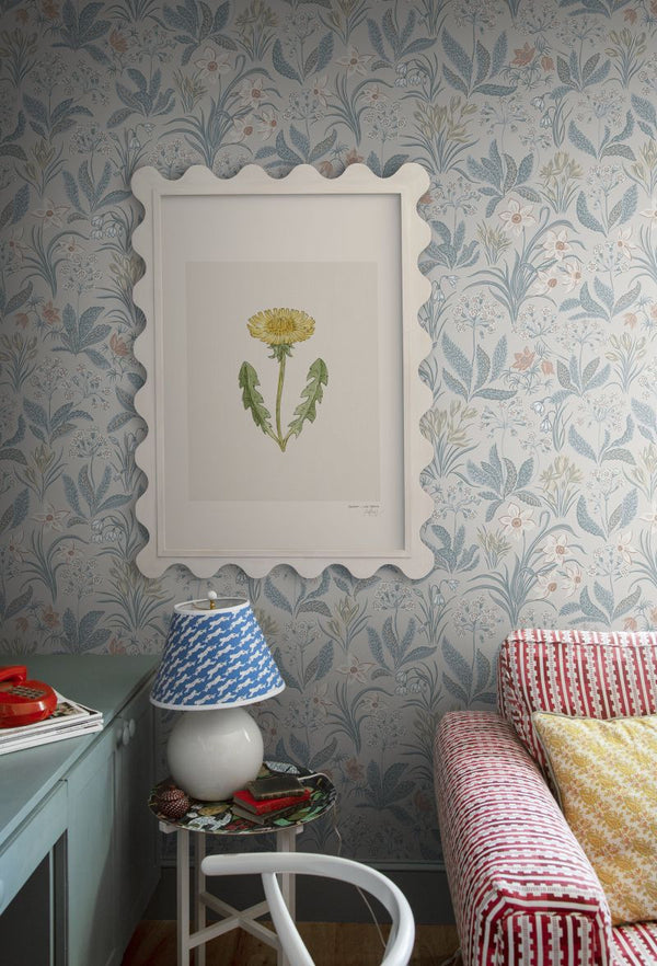 Huset i solen folklore blue Wallcovering | Sandberg