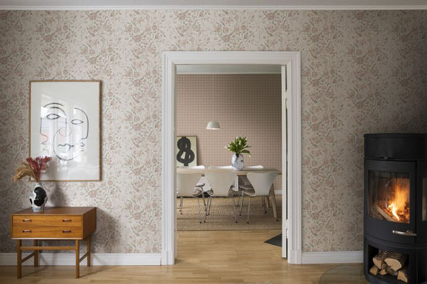 Karins bukett powder pink Wallcovering | Sandberg