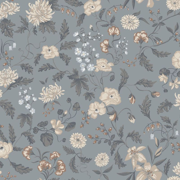 Till Karin folklore blue Sample Wallcovering | Sandberg