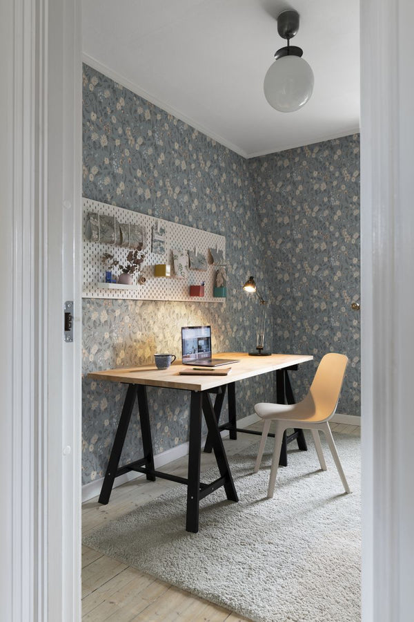 Till Karin folklore blue Wallcovering | Sandberg