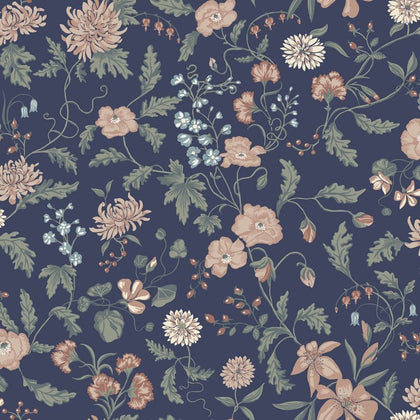 Till Karin midnight blue Sample Wallcovering | Sandberg
