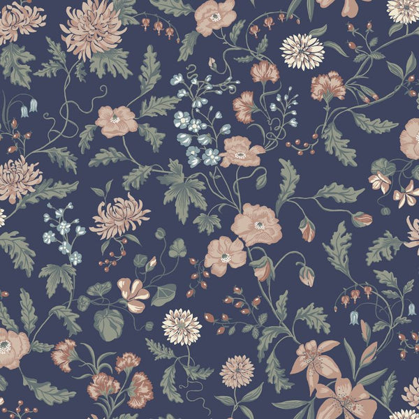 Till Karin midnight blue Sample Wallcovering | Sandberg