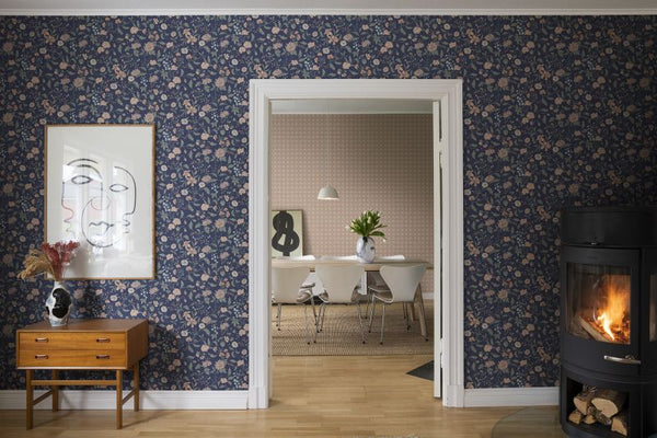 Till Karin midnight blue Wallcovering | Sandberg