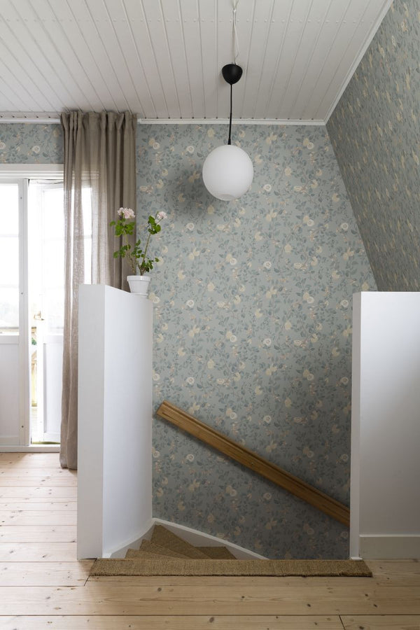 Kvitten soft blue Wallcovering | Sandberg