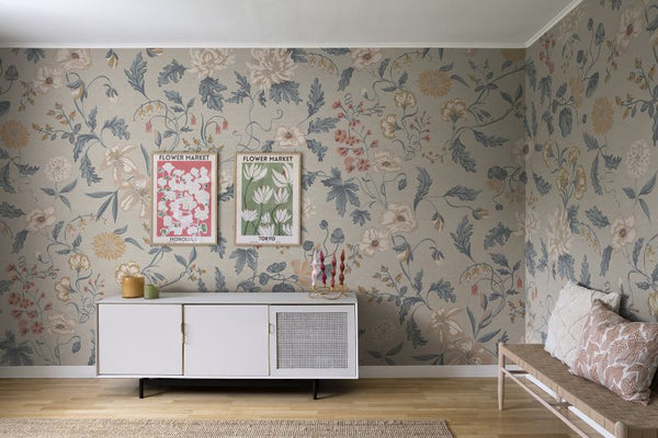 Suzanne folklore blue Wallcovering | Sandberg