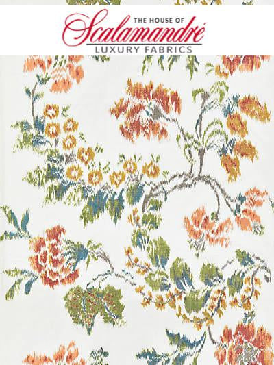 KEW GARDENS WARP PRINT - MULTI ON IVORY - FABRIC - 16611-001 at Designer Wallcoverings and Fabrics, Your online resource since 2007
