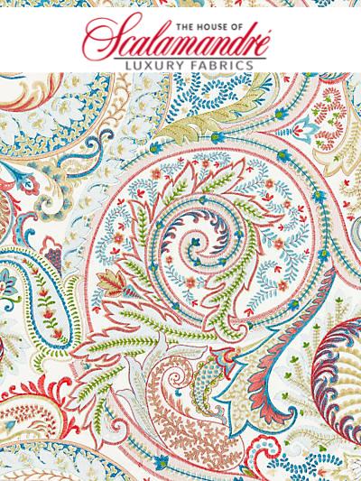 MALABAR PAISLEY EMBROIDERY - BLOOM - FABRIC - 27124-001 at Designer Wallcoverings and Fabrics, Your online resource since 2007