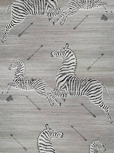 ZEBRAS - GRASSCLOTH - METALLIC SILVER - SCALAMANDRE WALLPAPER - SC_0001G81388AM at Designer Wallcoverings and Fabrics, Your online resource since 2007