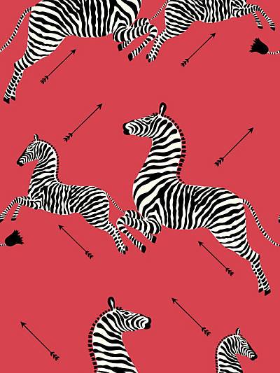 ZEBRAS - WALLPAPER - MASAI RED - SCALAMANDRE WALLPAPER - SC_0001WP81388M at Designer Wallcoverings and Fabrics, Your online resource since 2007