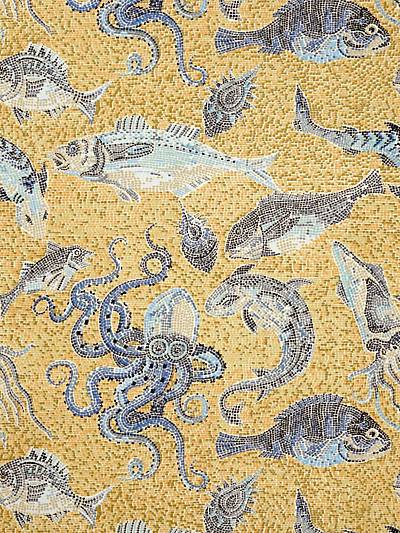 Mikonos - Blue & Yellow Wallpaper | Scalamandre 