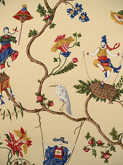 Ming Circus - Multi On Beige Wallpaper | Scalamandre 