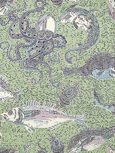 Mikonos - Blue & Green Wallpaper | Scalamandre 